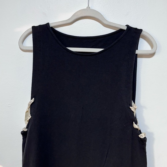 EUC Good H Youman Black Knit Muscle Tee Side Tie Sz Medium - Picture 4 of 10